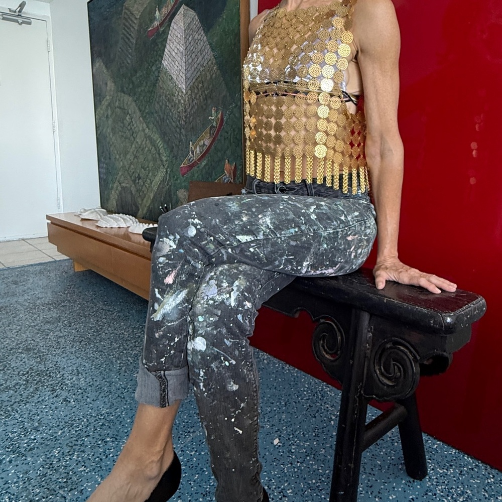 ART STAR Splatter Women's Cropped Pants faded blackAUTHENTIC PAINTERS PANTS